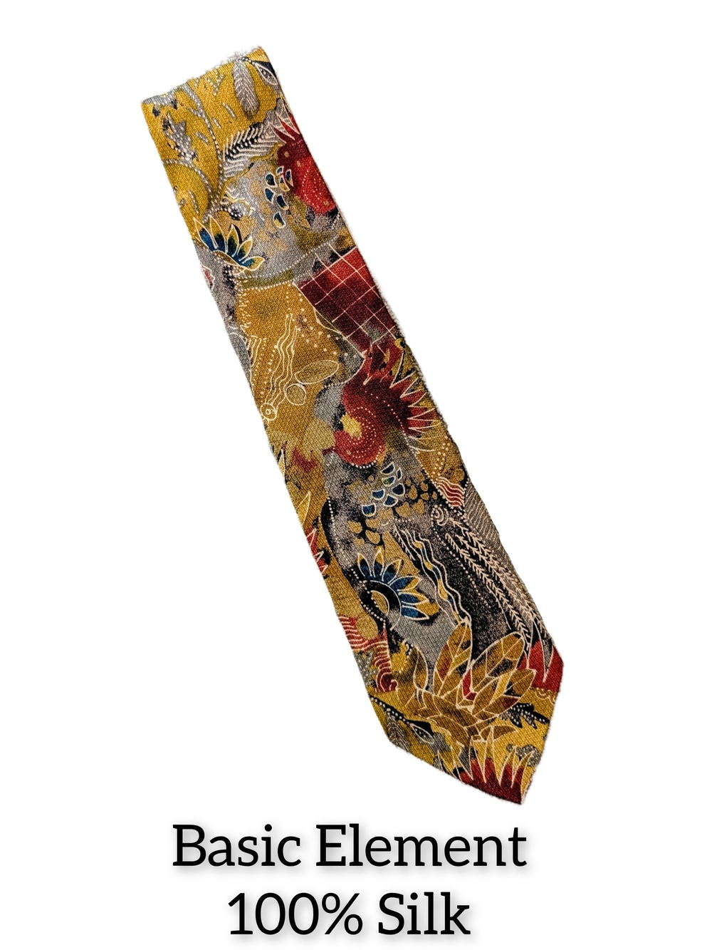 Men’s Silk Tie in Mustard Yellow Floral Pattern